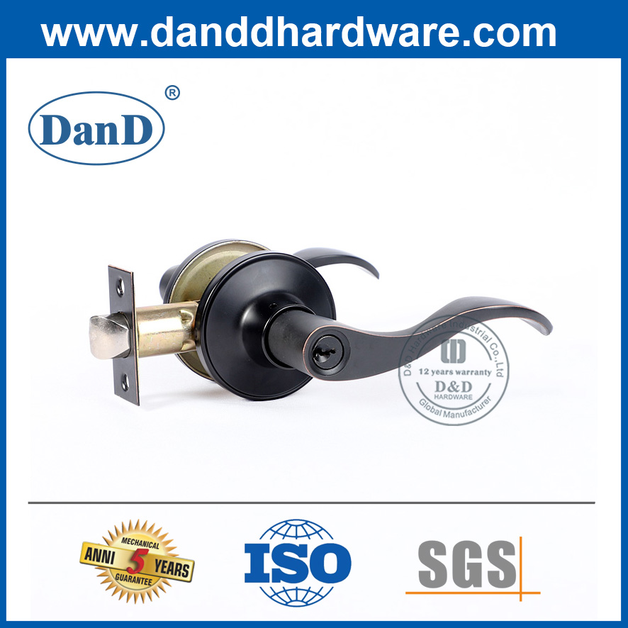Lockset de palanca de entrada de aleación de zinc negro para puerta externa DDLK086