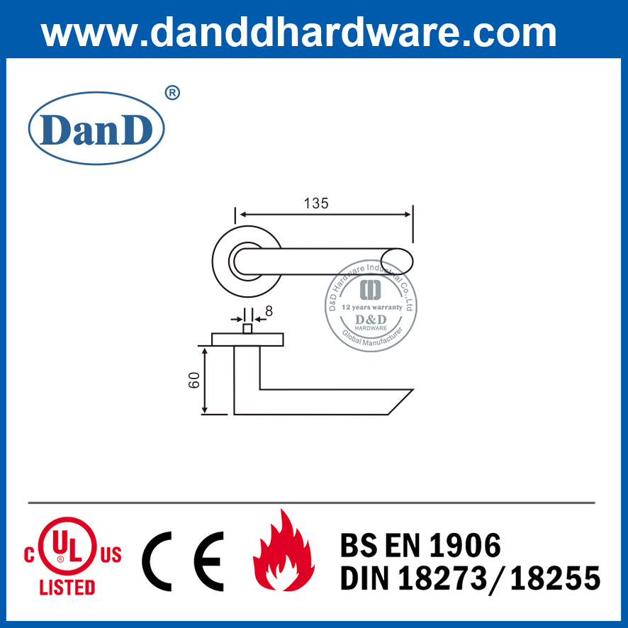 SUS304 Clase 4 Estilo Europeo Fuego Clasificado COMPROMISO COMERCIAL HANDER-DDTH012