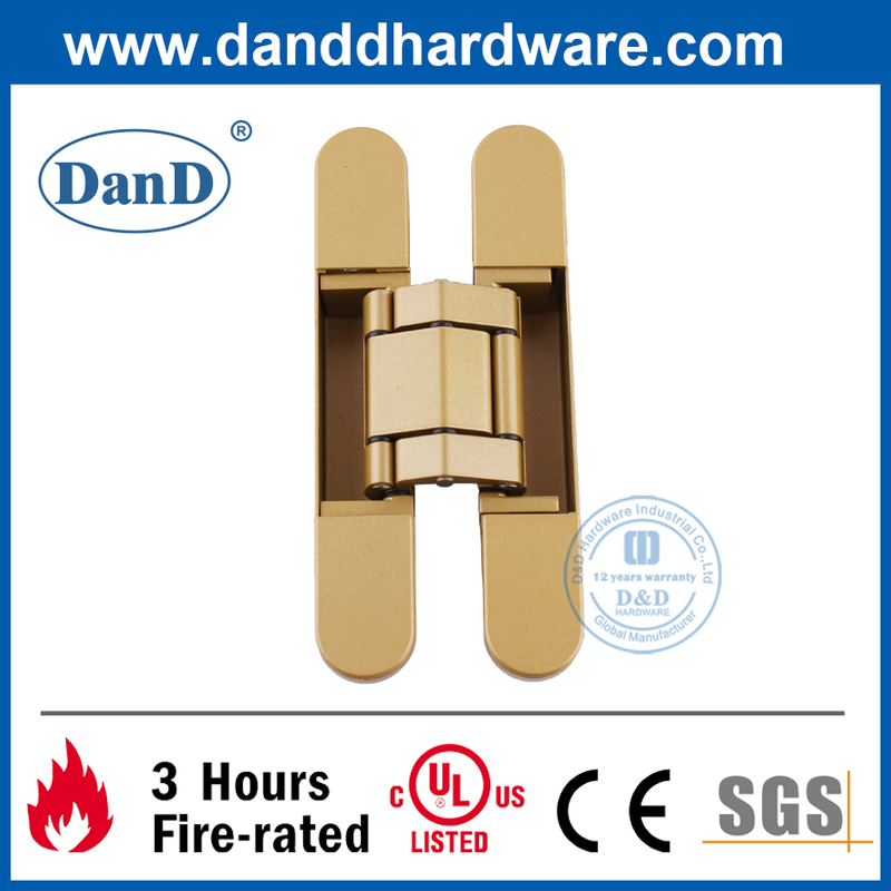 Aleación de zinc 3D Puerta oculta Oro Hing para puerta de madera-DDCH008-G80