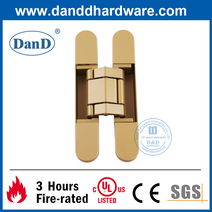 Golden pintado de aleación de zinc 3D ajustando a Hing invisible para la puerta pesada-DDCH008-G120