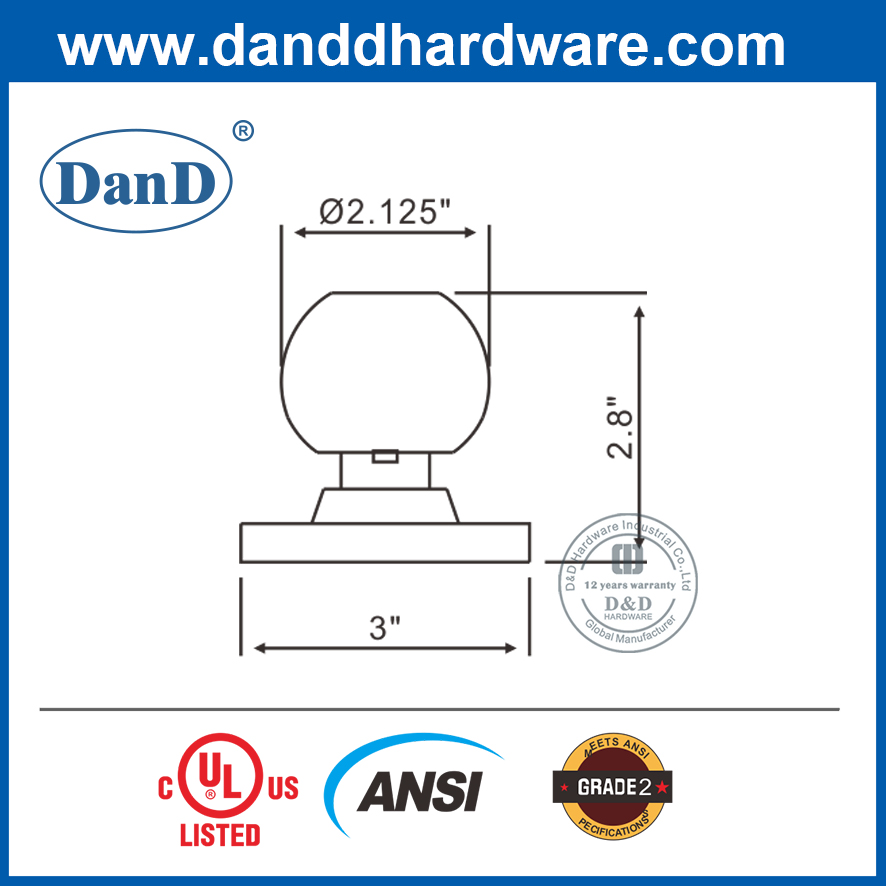 Localizado tubular de bola ignífuga ANSI ANSI ANSI ANSI para la entrada de la puerta-DDLK012
